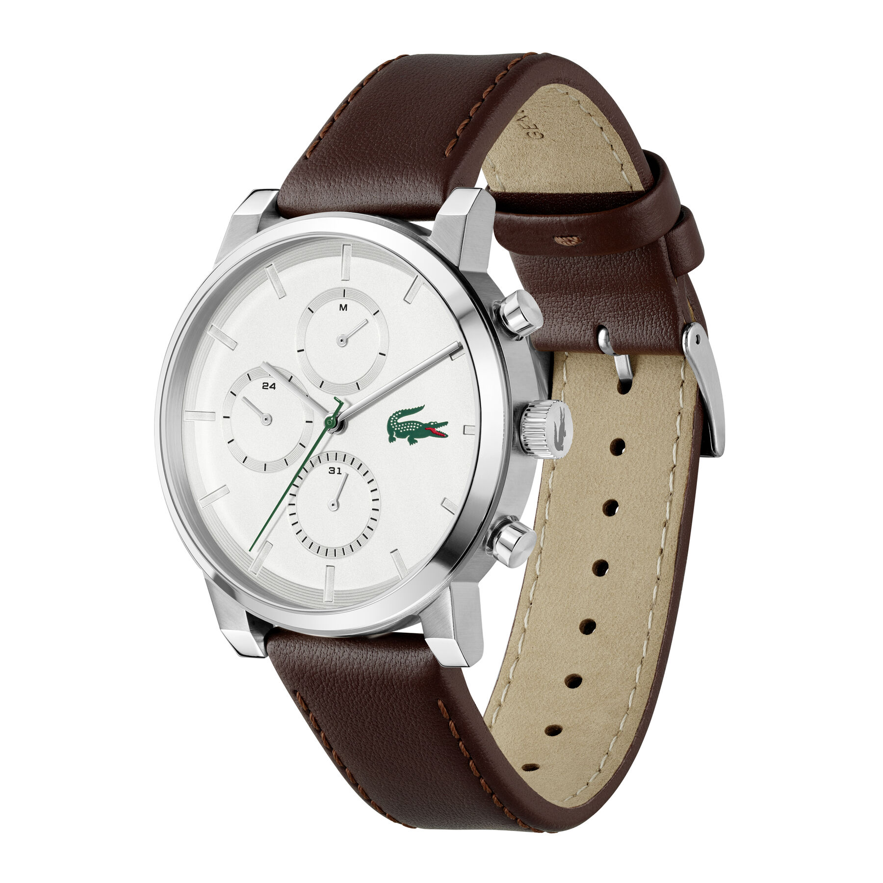 ساعة رجالية بسوار جلدي بني Brown Leather Strap Men's Watch - 2011486-BROWN