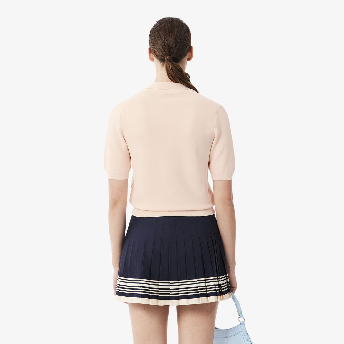 lacoste regular fit open neck badge accent knit polo shirt
