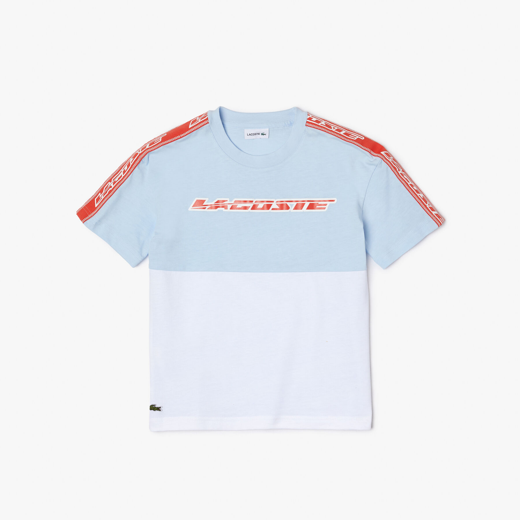 Kids' Lacoste Contrast Stripe Colourblock T-shirt kids lacoste contrast stripe colourblock t shirt