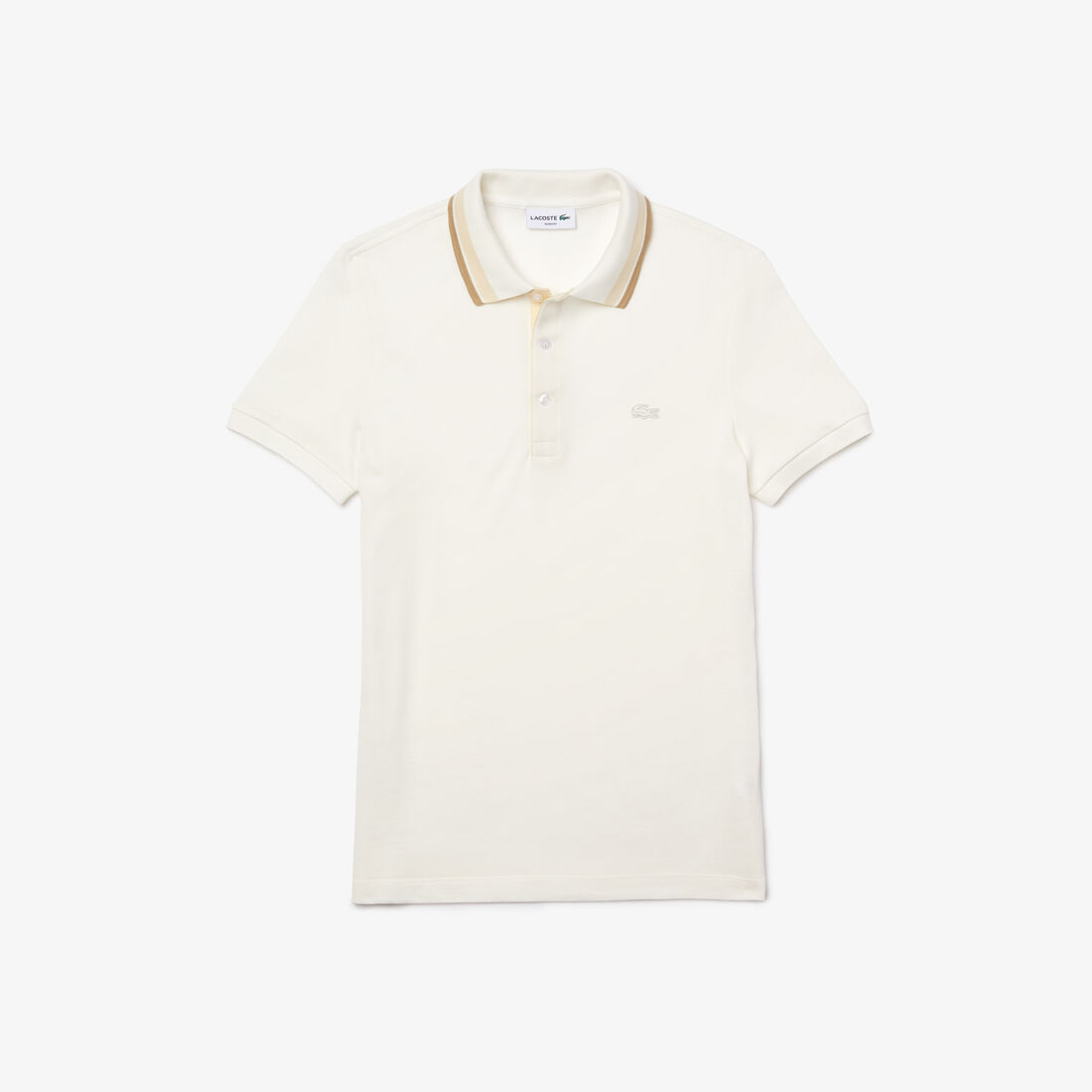 Men’s Lacoste Slim Fit Striped Collar Cotton Piqué Polo Men’s Lacoste Slim Fit Striped Collar Cotton Piqué Polo