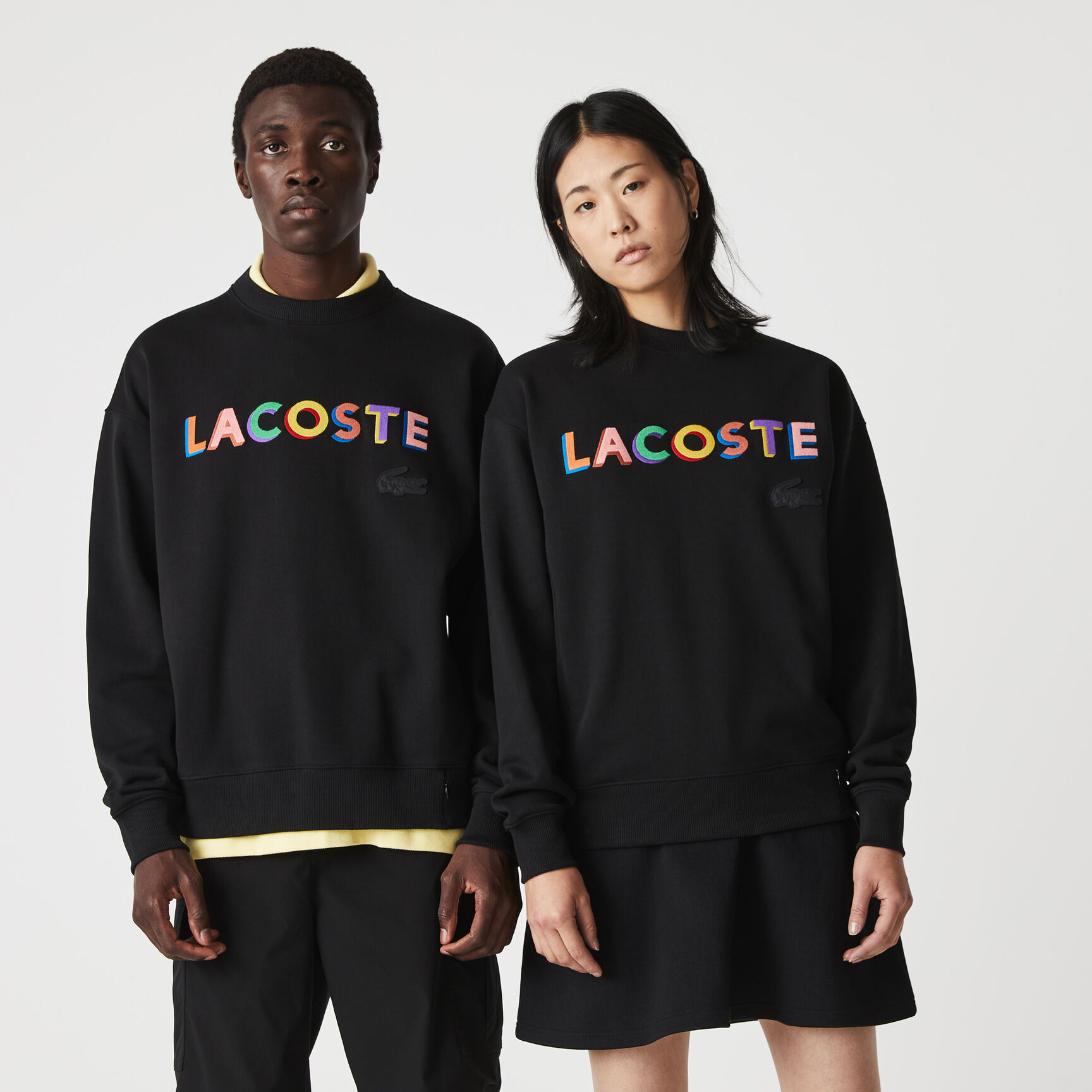 Unisex Lacoste L!VE Loose Fit Embroidered Fleece Sweatshirt
