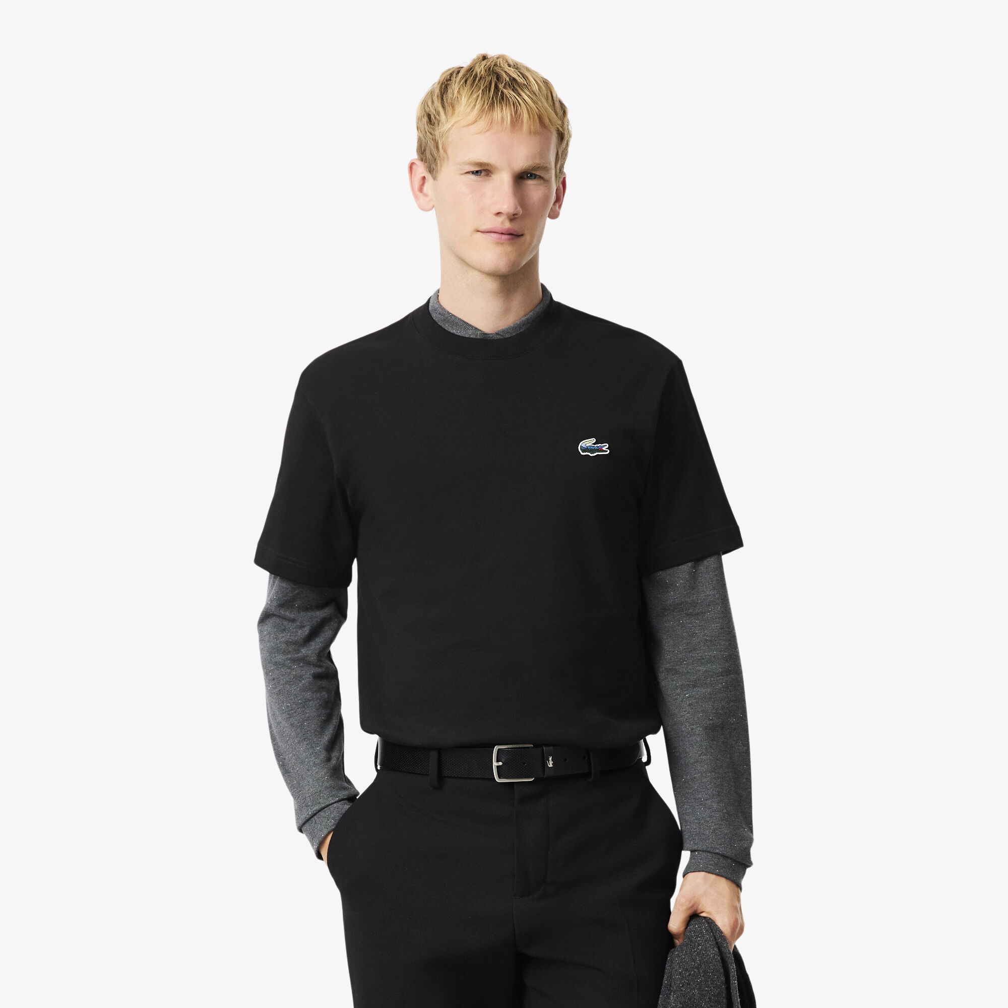 Heavy Jersey Landscape Crocodile T-shirt, Black | LACOSTE UAE