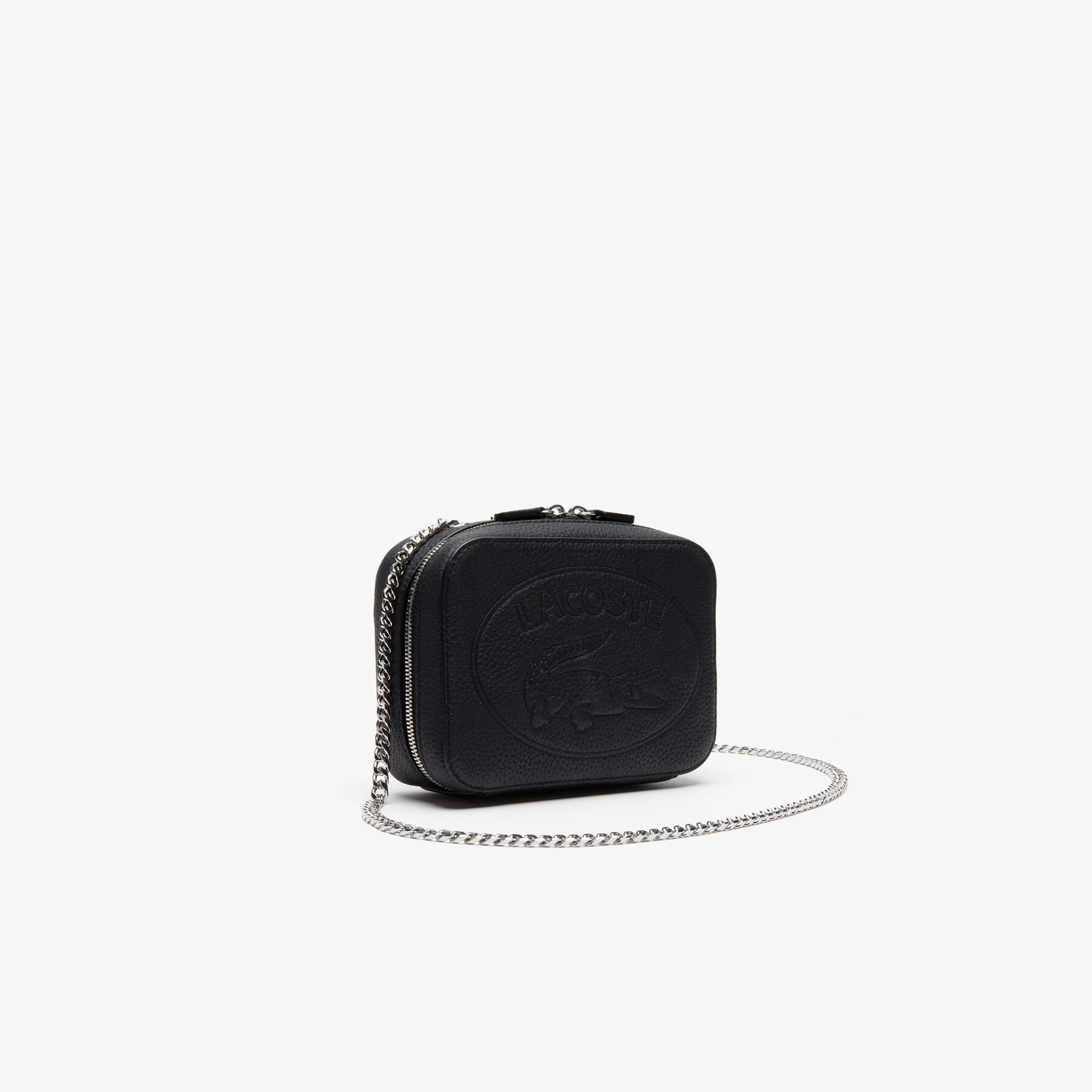 Women's Croco Crew Grained Leather Zip Shoulder Bag lacoste women s croco crew grained leather zip shoulder bag