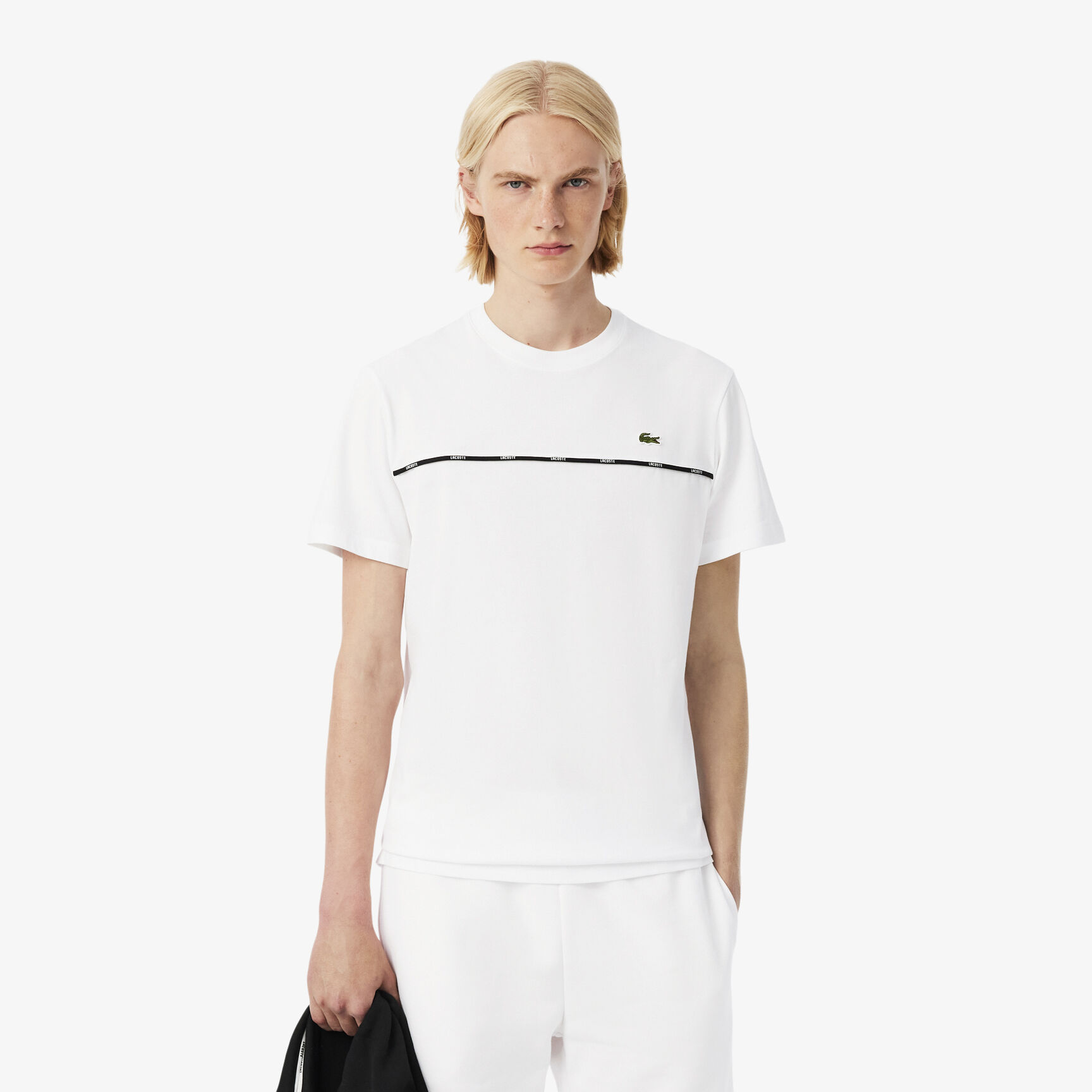 تي شيرت لاكوست جيرسي قطني Lacoste Trim Cotton Jersey T-shirt - TH9842-00-001