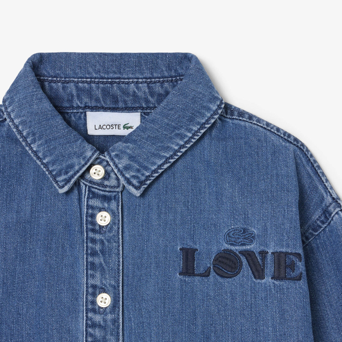 Badge Accent Denim Shirt lacoste badge accent denim shirt