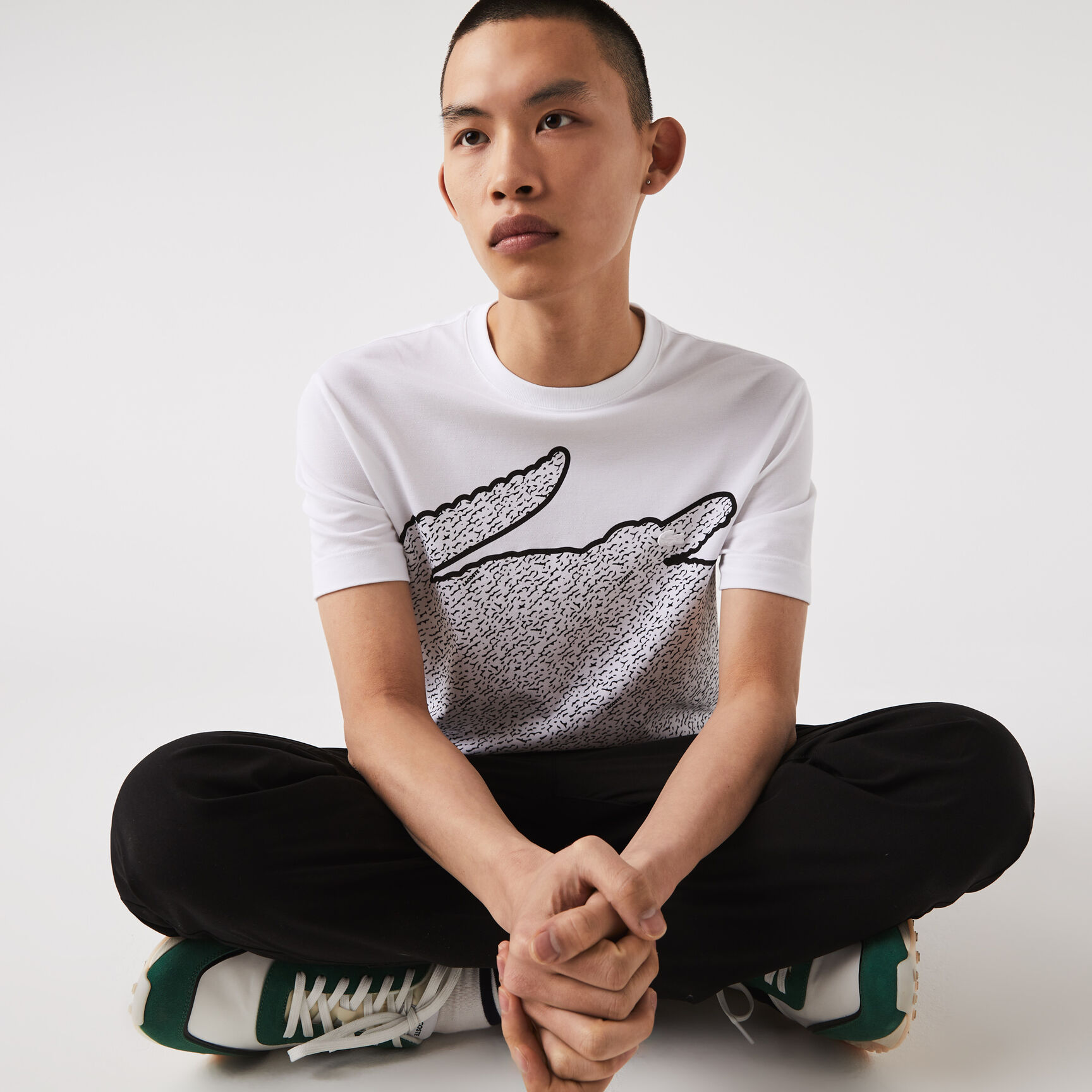 تيشيرت مزيج قطن بيكيه بفتحة رقبة مستديرة للرجال