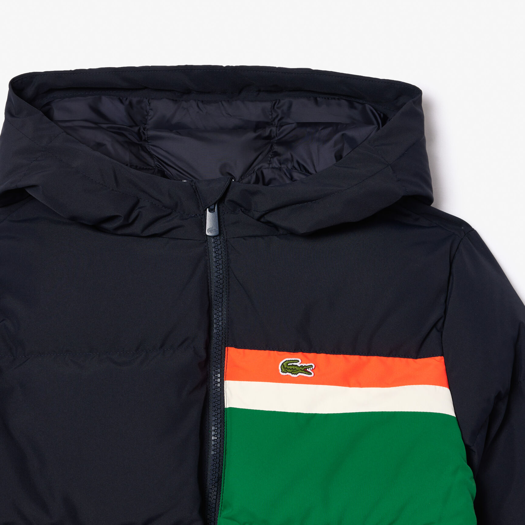 جاكيت تفتا بسحاب وجيب خارجي Contrast Stripe Hooded Puffer Jacket - BJ1247-00-KG2