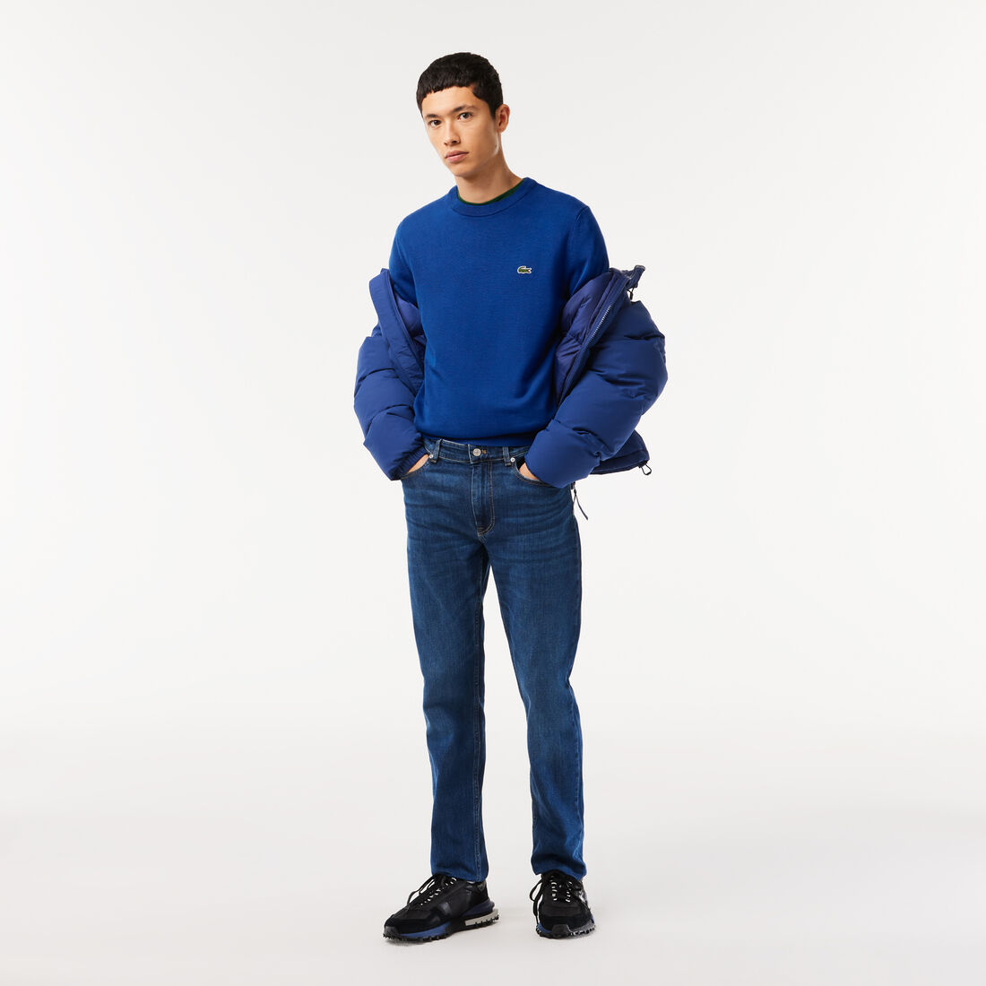 سترة قطنية أحادية اللون بياقة دائرية Men's Organic Cotton Crew Neck Sweater - AH1985-00-JQ0