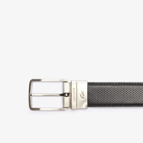 Men's Lacoste Engraved Buckle Reversible Piqué Leather Belt