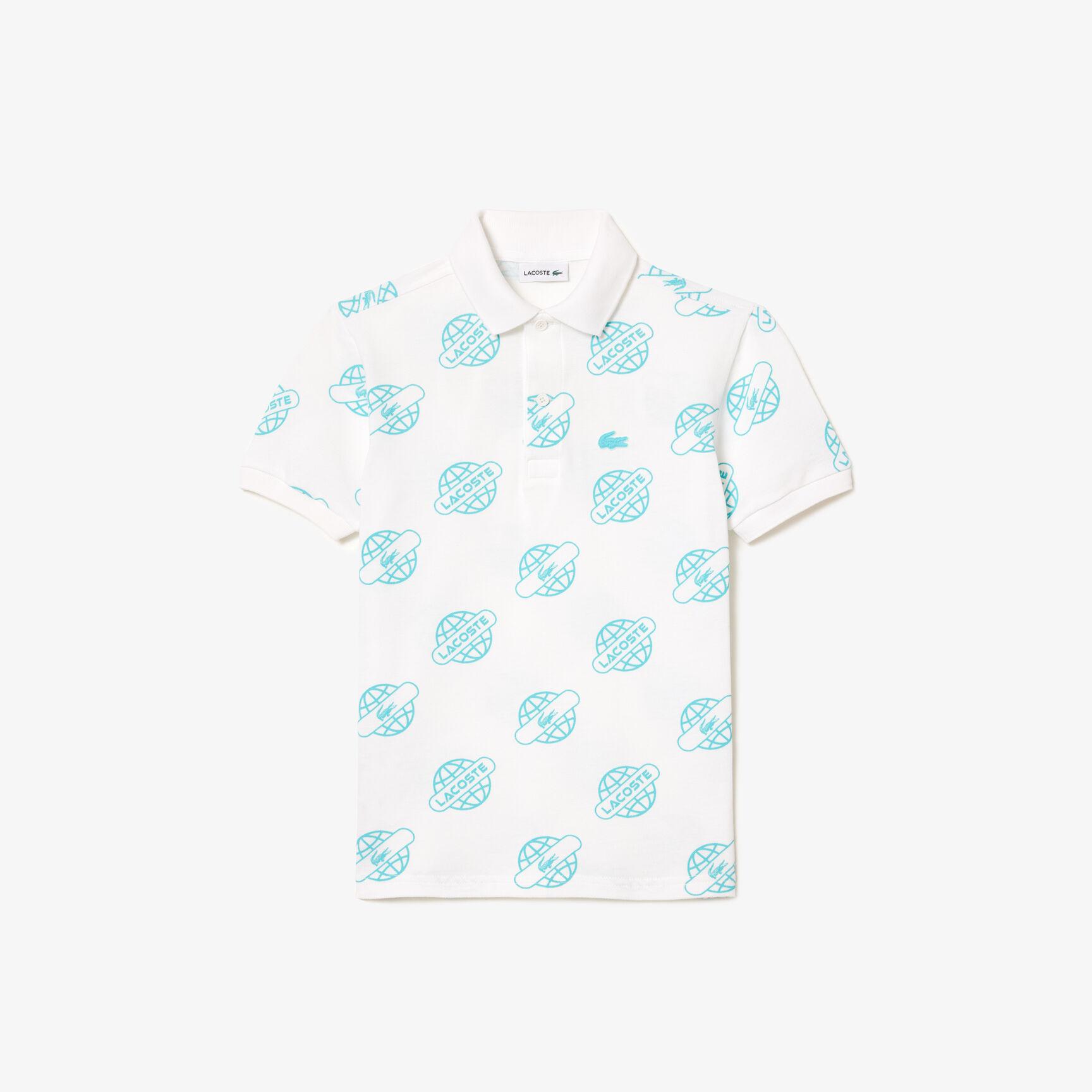 تي شيرت لاكوست بولو بيتي بيكيه بقصّة عادية للأطفال Cotton Pique Print Polo Shirt - PJ1149-00-RI6