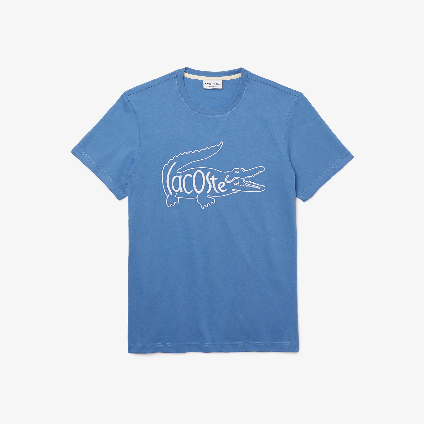 Men's Crew Neck Crocodile Embroidery Cotton T-shirt