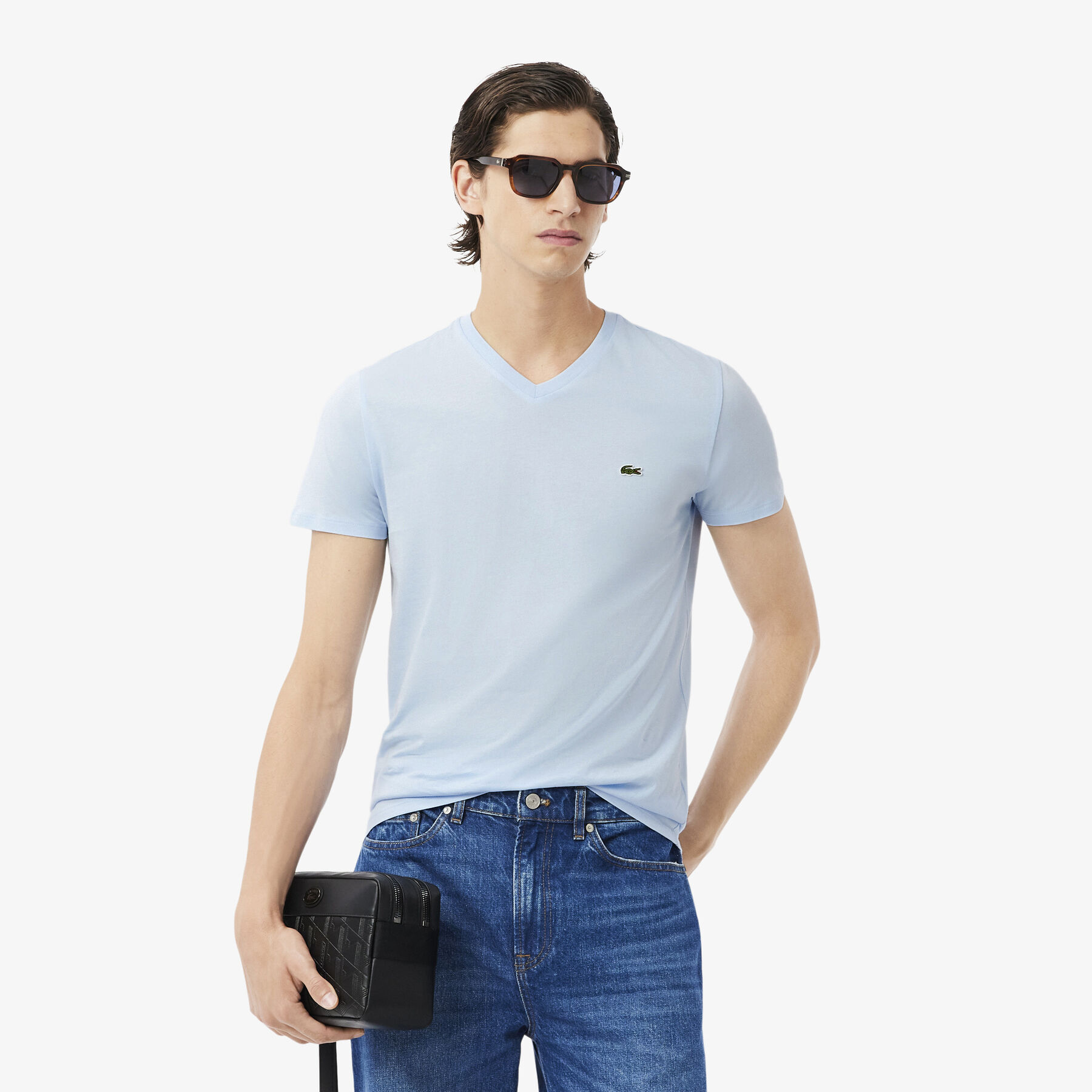 تيشيرت خفيف الوزن بياقة على شكل حرف V مصنوع من قطن بيما Lightweight Cotton Pima V Neck T-shirt - TH6710-00-T01