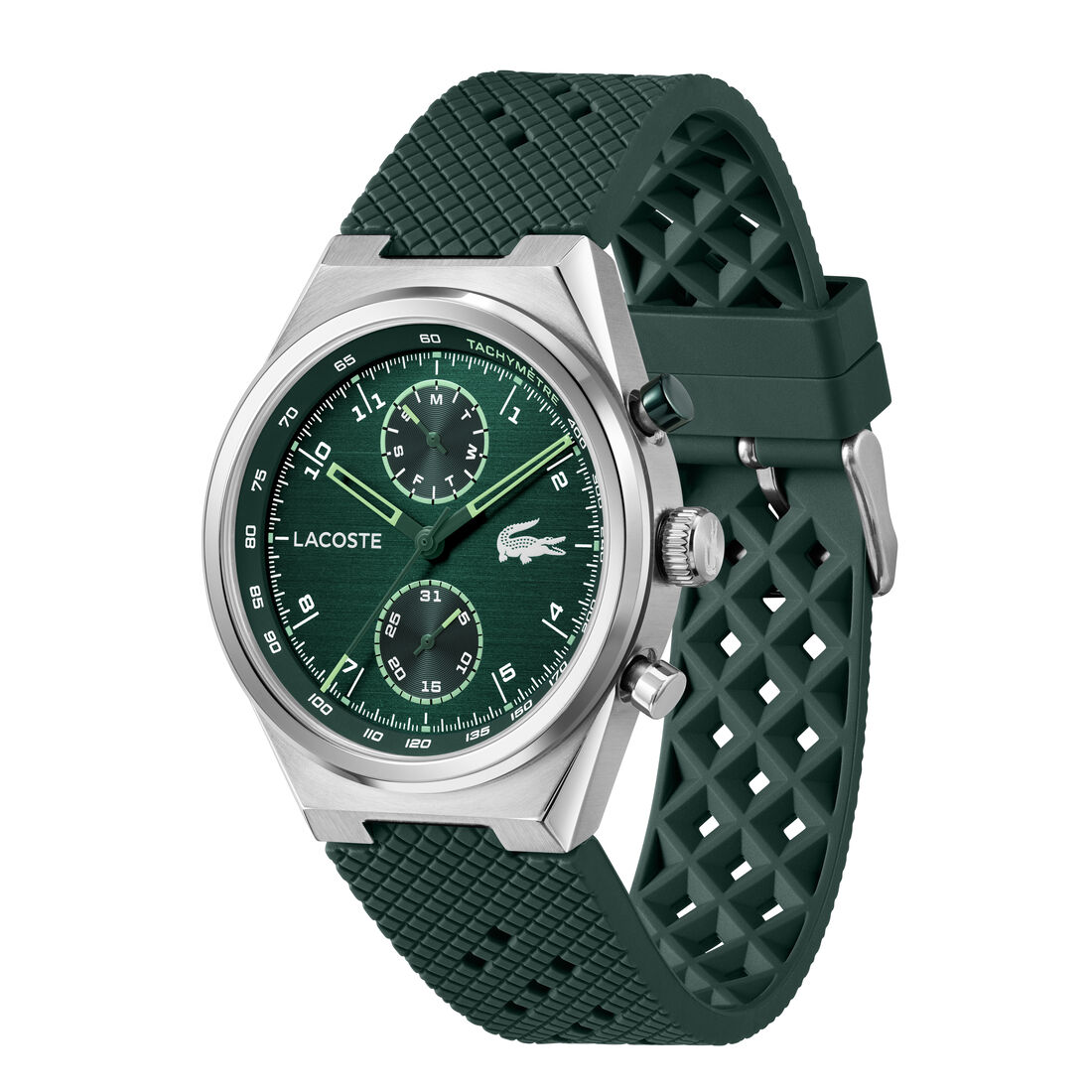 ساعة رجالية بسوار سيليكون أخضر Green Silicone Strap Men's Watch - 2011497-GREEN