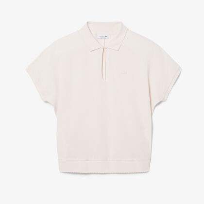 lacoste relaxed fit scallop trim fluid pique polo shirt