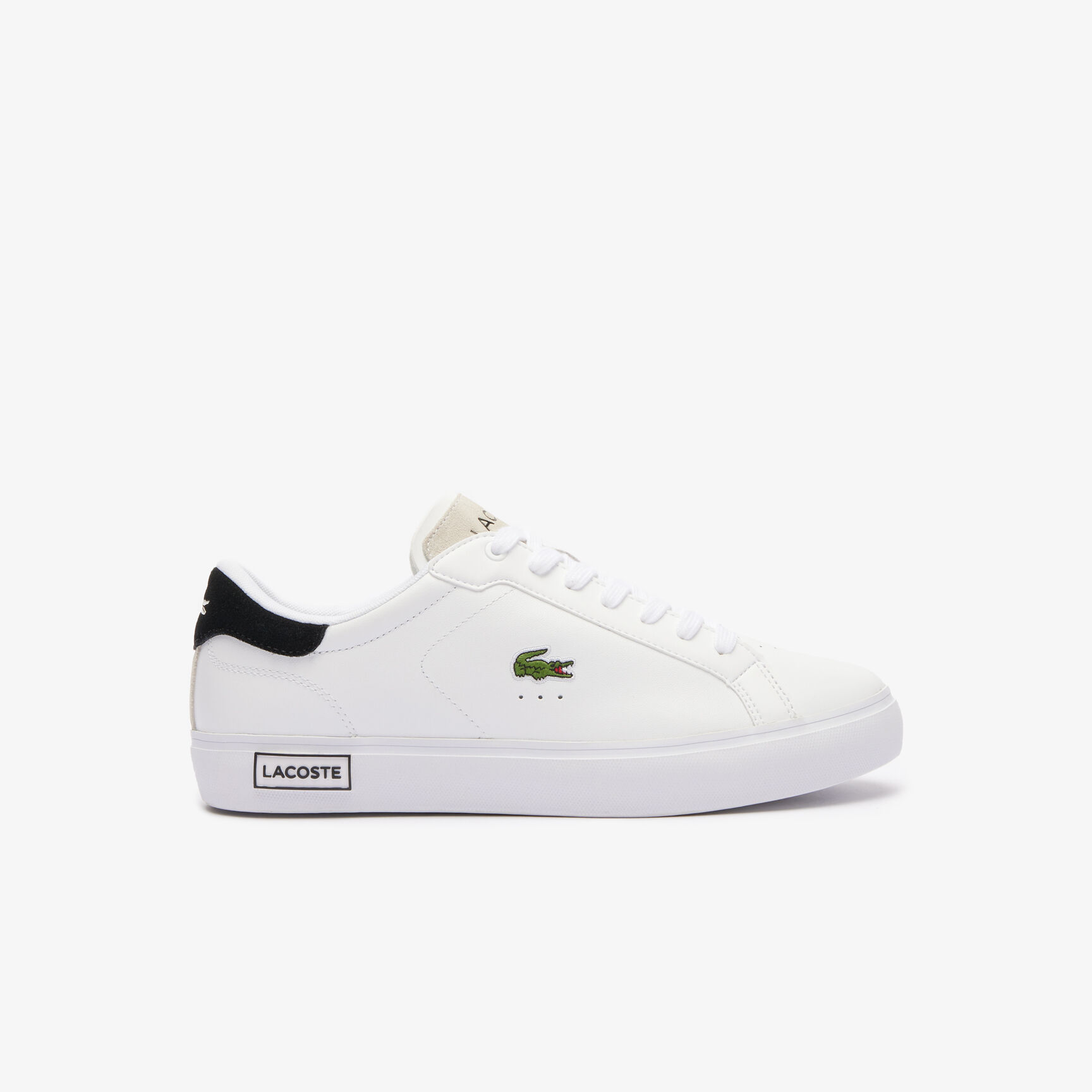 حذاء باور كورت الرياضي جلدي للرجال بشعار الماركة Men's Powercourt Logo Tongue Leather Trainers - 47SMA0082-147