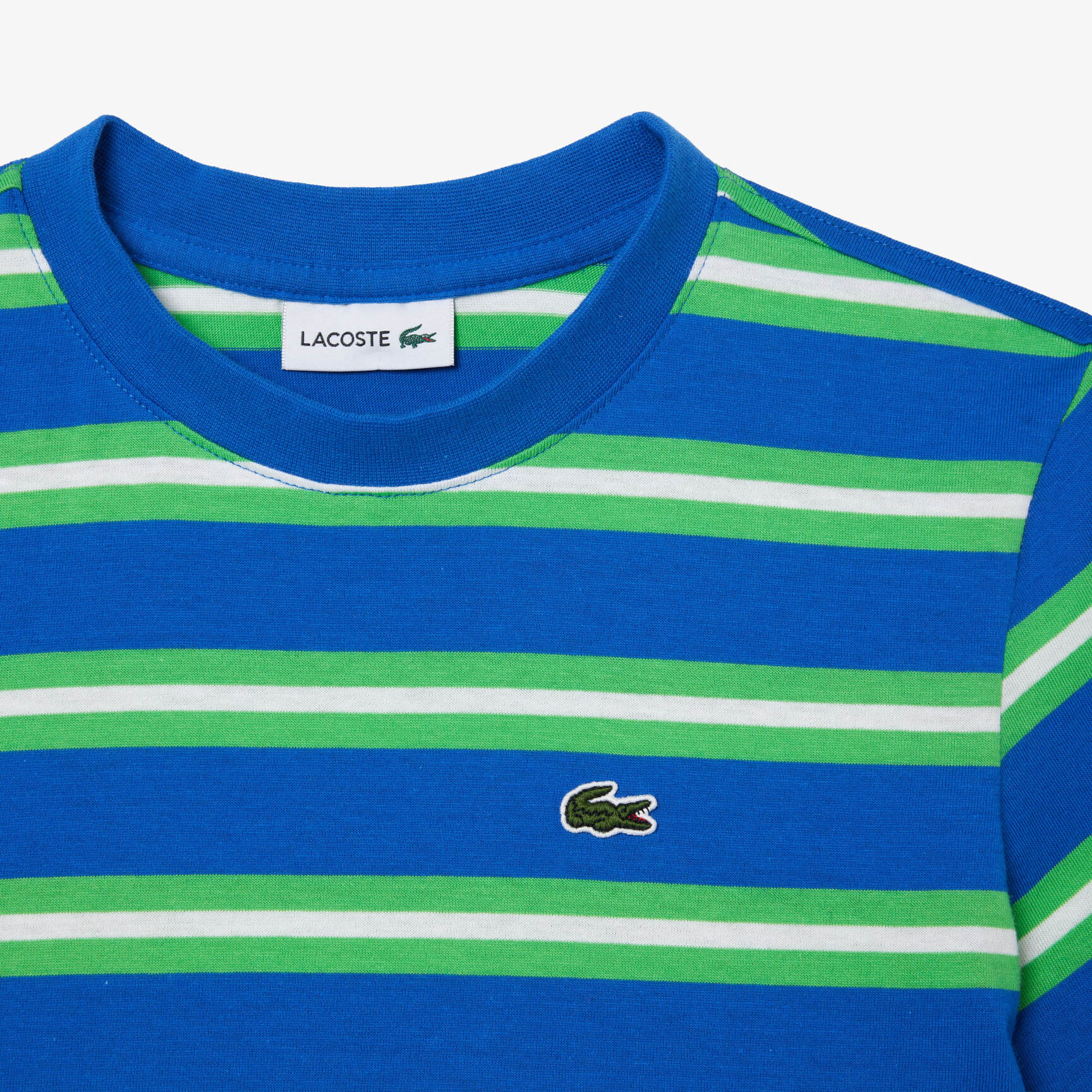تي شيرت جيرسيه قطني بطبعة خطوط للأطفال Kids' Lacoste Stripe Print Cotton Jersey T-shirt - TJ7122-00-IU1