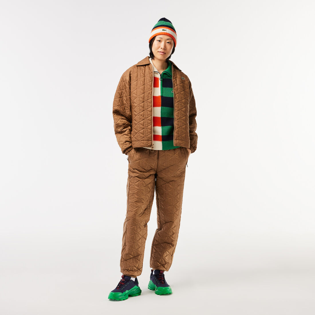 قبعة باكيت بخط بلون مغاير جبردين قطن Wool Striped Beanie - RB0806-00-QI5