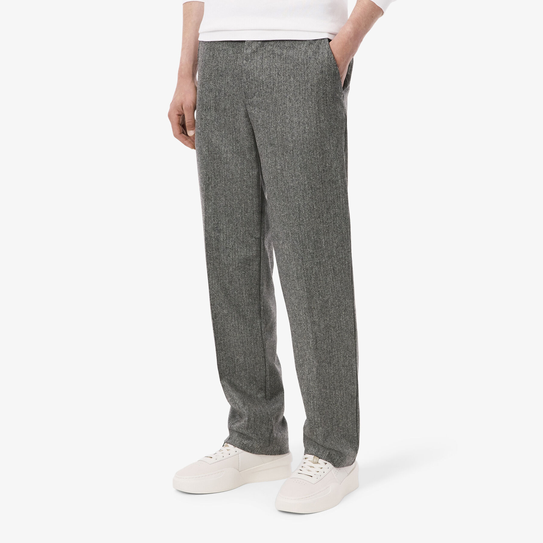 بنطال صوف شيفرون بقصّة مستقيمة Straight Fit Chevron Wool Pants - HH5728-00-UWC