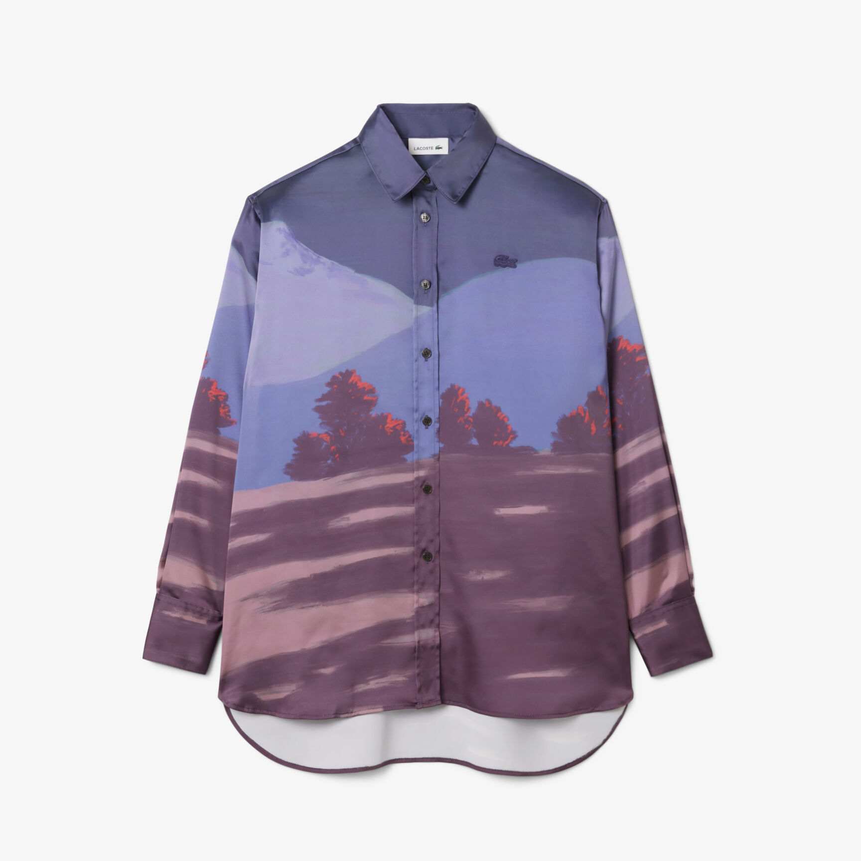 Oversized Landscape Print Satin Shirt - CF6386-00-ADI