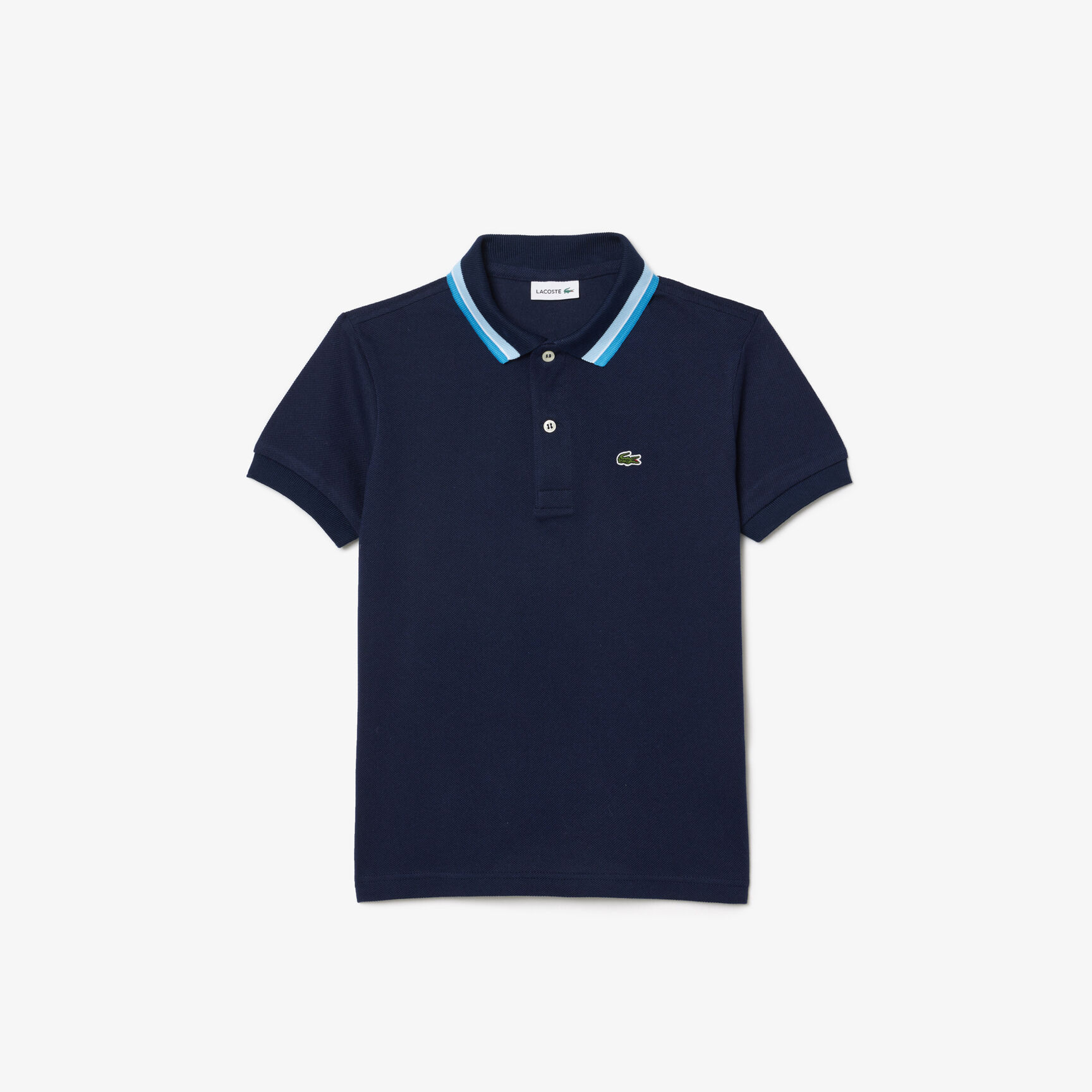 Boys' Lacoste Tricolour Collar Cotton Petit Pique Polo Boys' Lacoste Tricolour Collar Cotton Petit Pique Polo - PJ9702-00-IAG