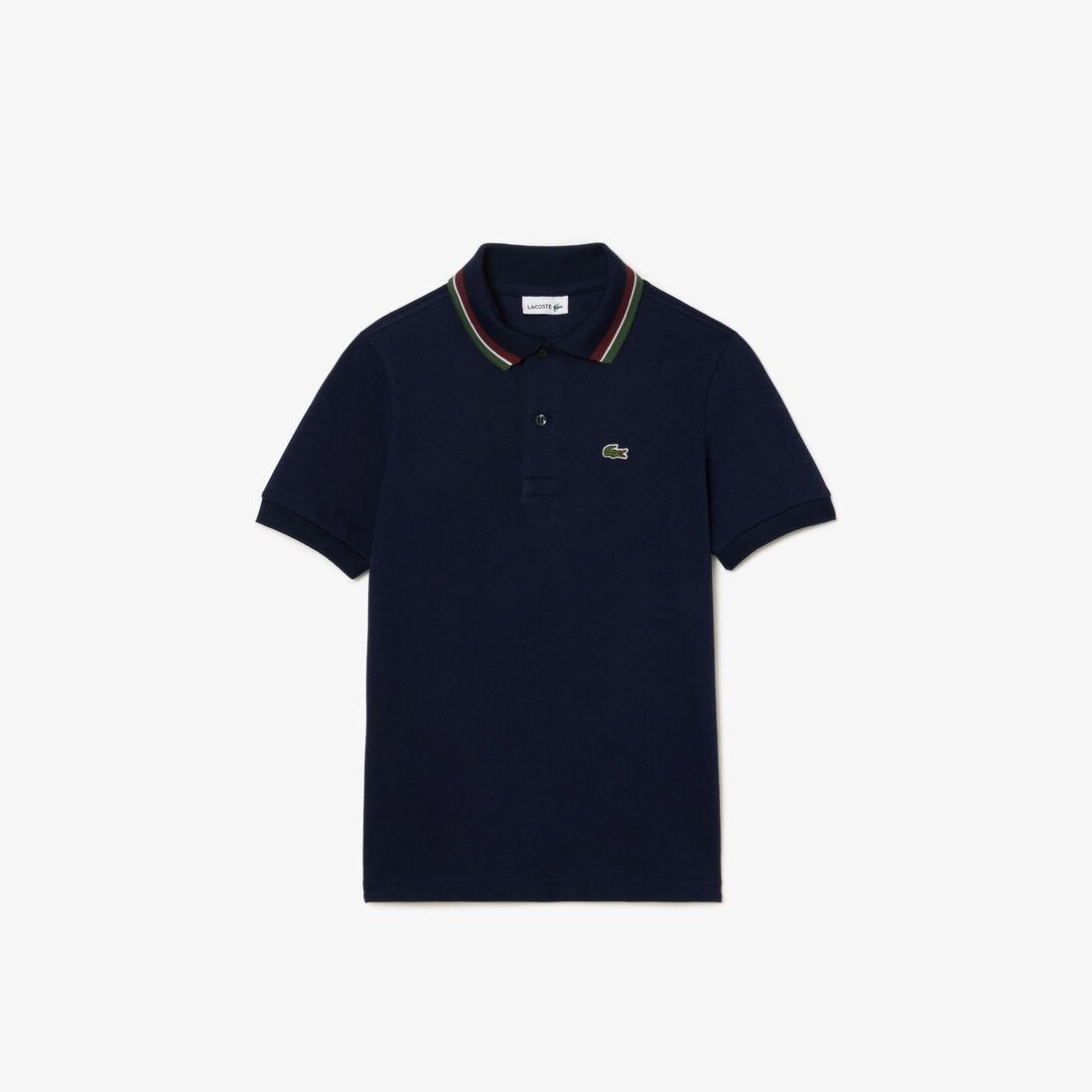 Boys' Lacoste Tricolour Collar Cotton Petit Piqu&eacute; Polo - PJ9702-00-QRN