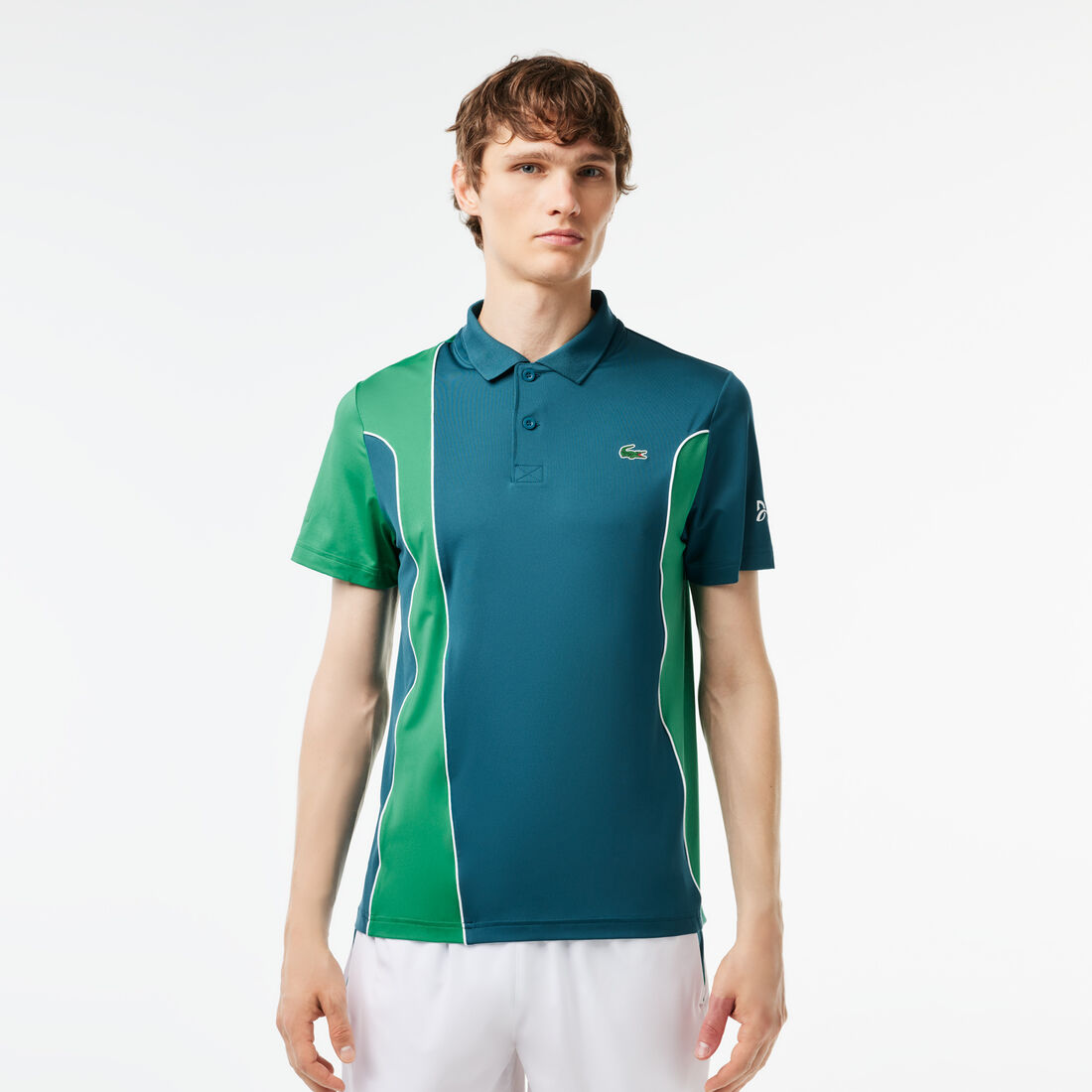 Men's Lacoste SPORT x Novak Djokovic Regular Fit Color-Block Polo Shirt - DH3543-00-KXD