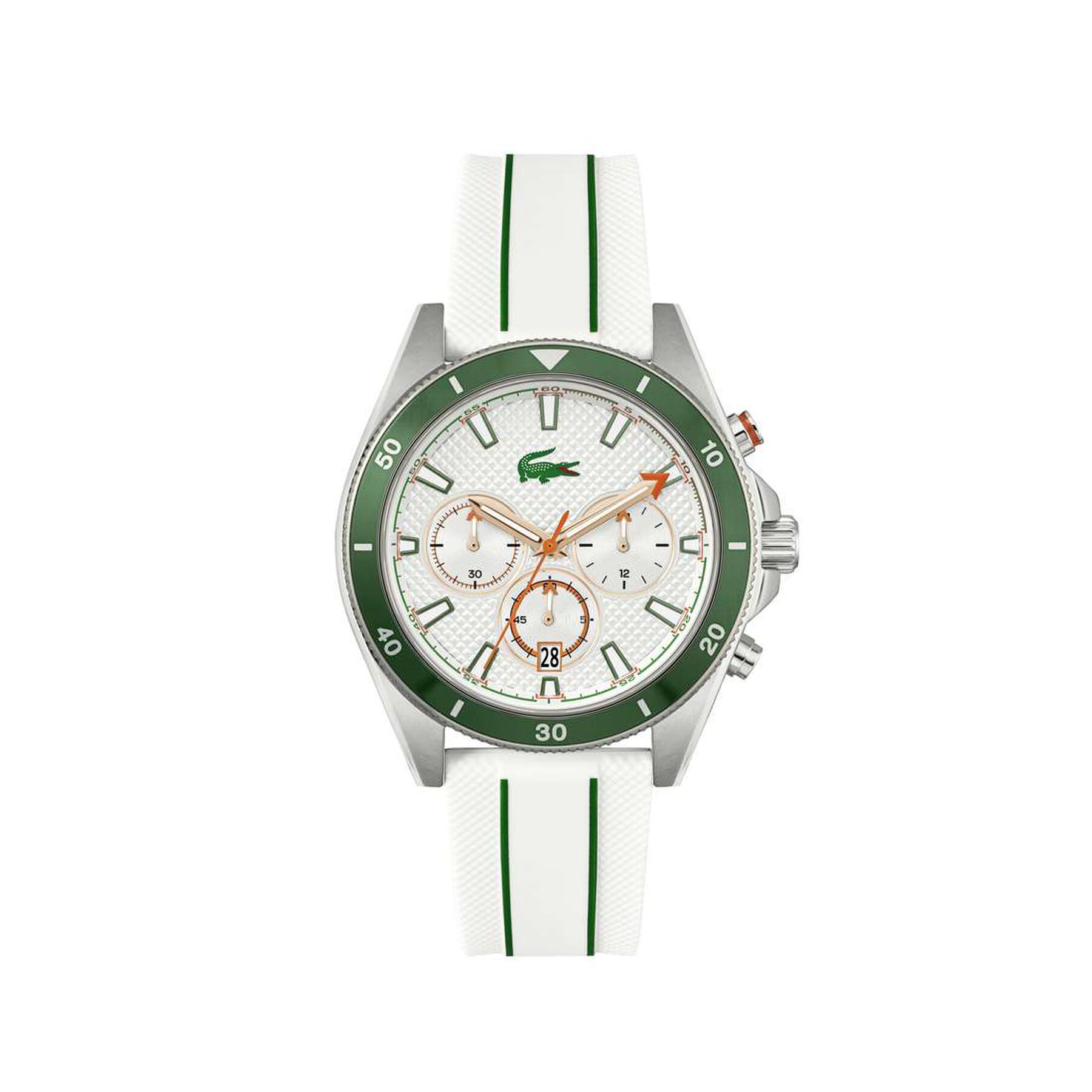 lacoste men s white silicone strap watch