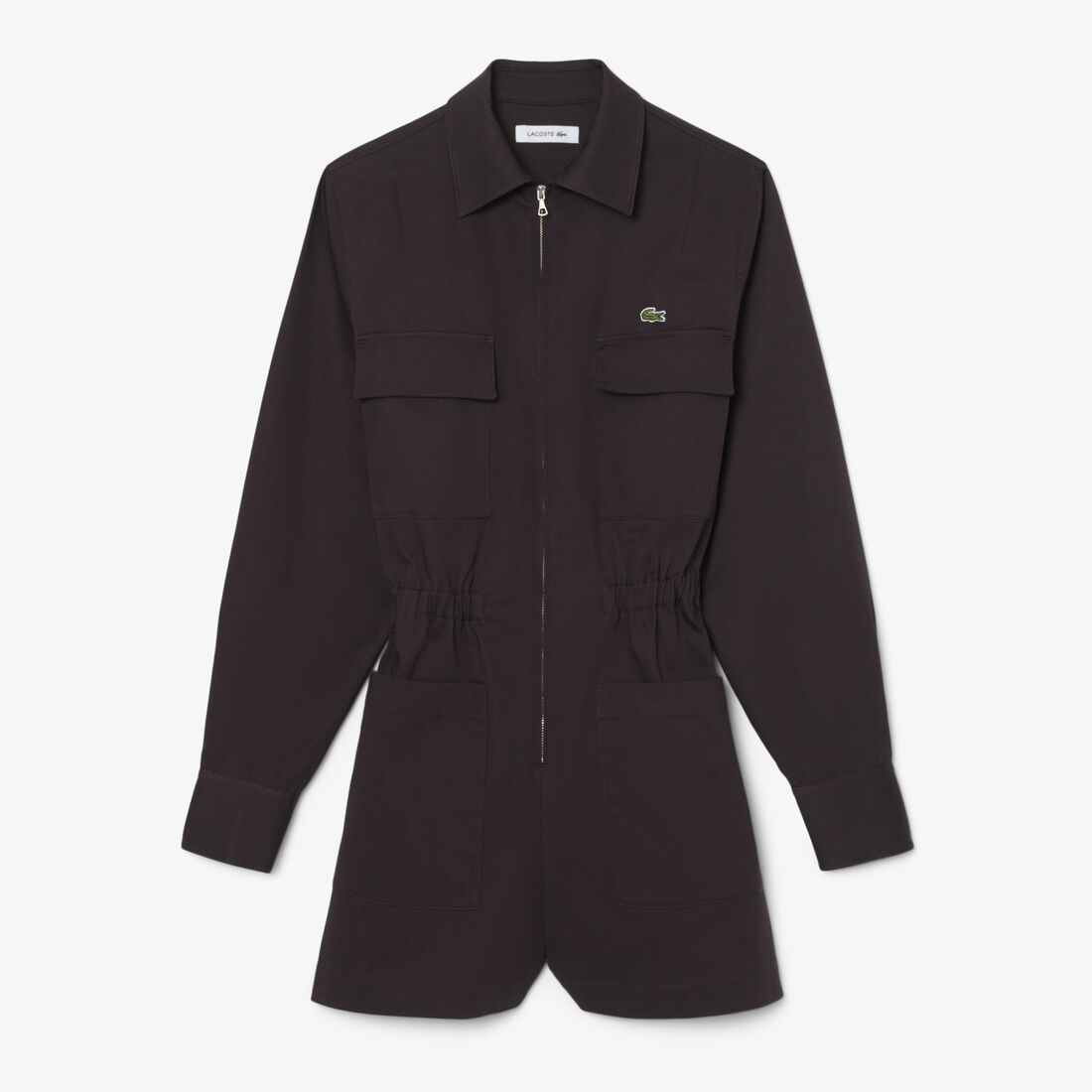 بدلة قصيرة من قماش الجبردين المطاطي بياقة بولو Polo Collar Stretch Gabardine Playsuit - EF0557-00-3LA
