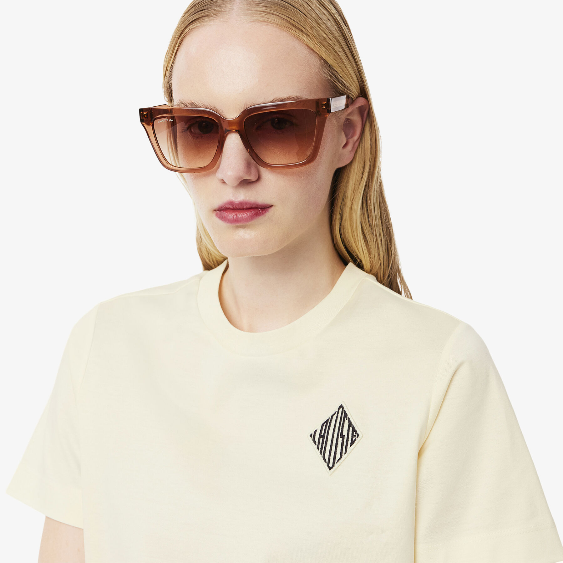 lacoste badge cotton t shirt
