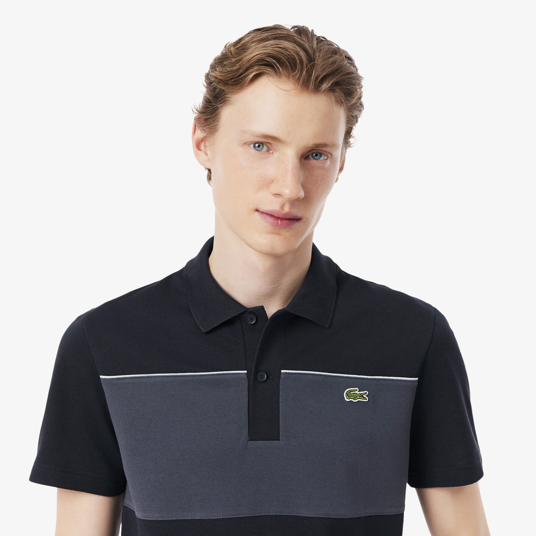lacoste regular fit colour block pique polo shirt