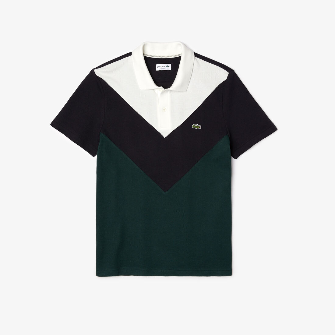Men's Lacoste Regular Fit Geometric Colourblock Piqué Polo Shirt Men's Lacoste Regular Fit Geometric Colourblock Piqué Polo Shirt