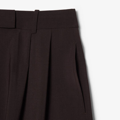 Oversized Wool Blend Pleated Bermuda Shorts