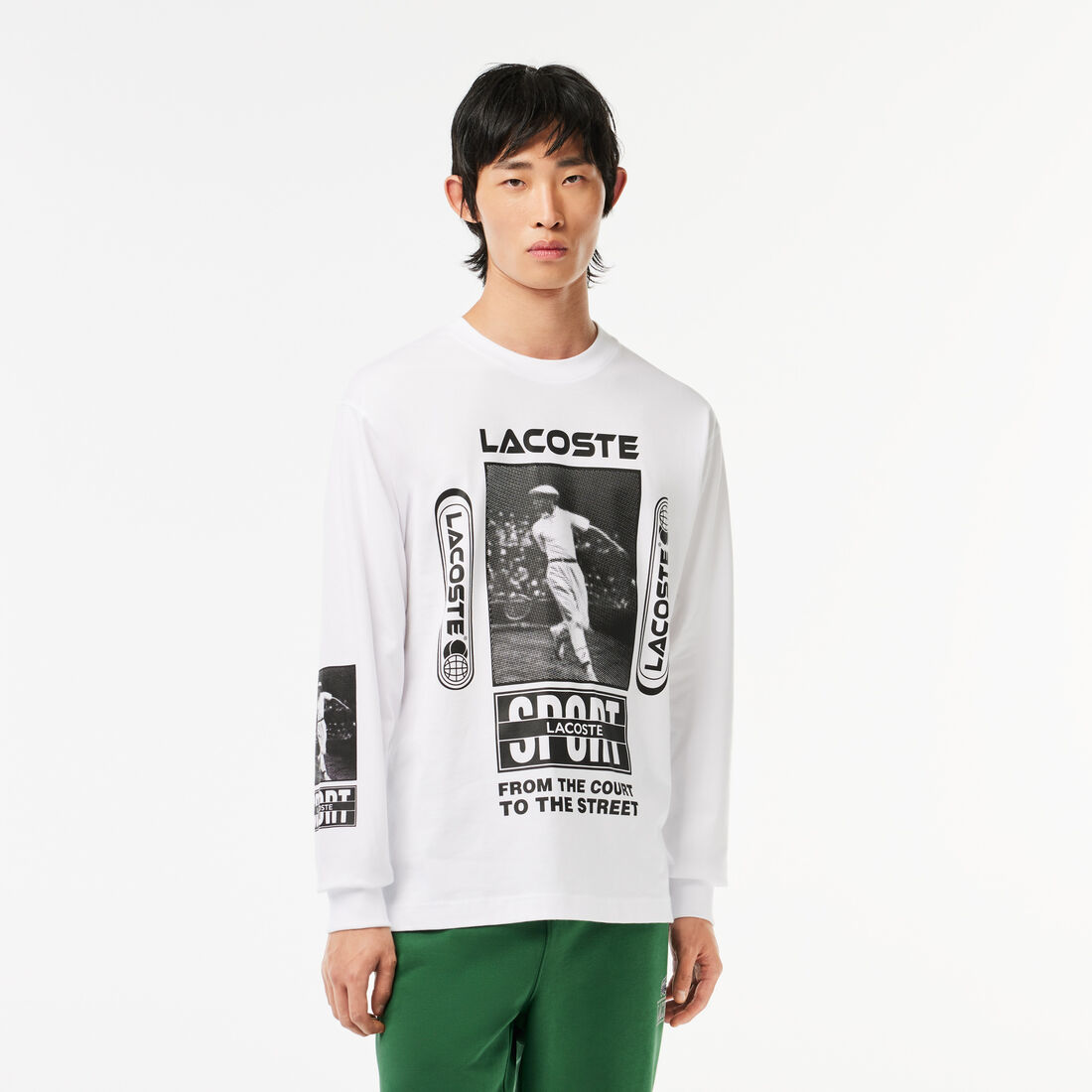 Loose fit T-shirt with René Lacoste print - TH2094-00-AU8