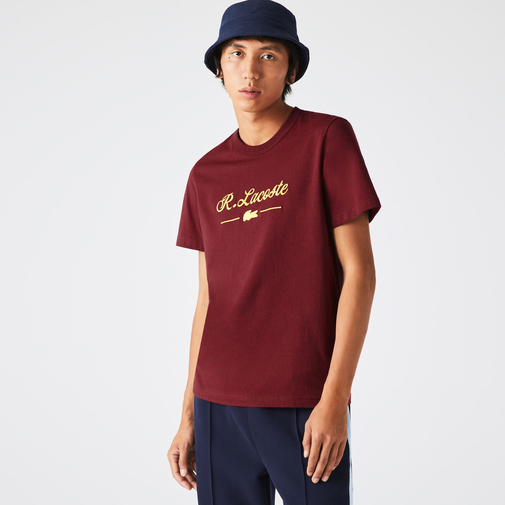 Men's Crew Neck Signature Embroidery Cotton T-shirt Men's Crew Neck Signature Embroidery Cotton T-shirt