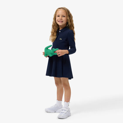 فستان بولو بيكيه مطاطي بأكمام طويلة