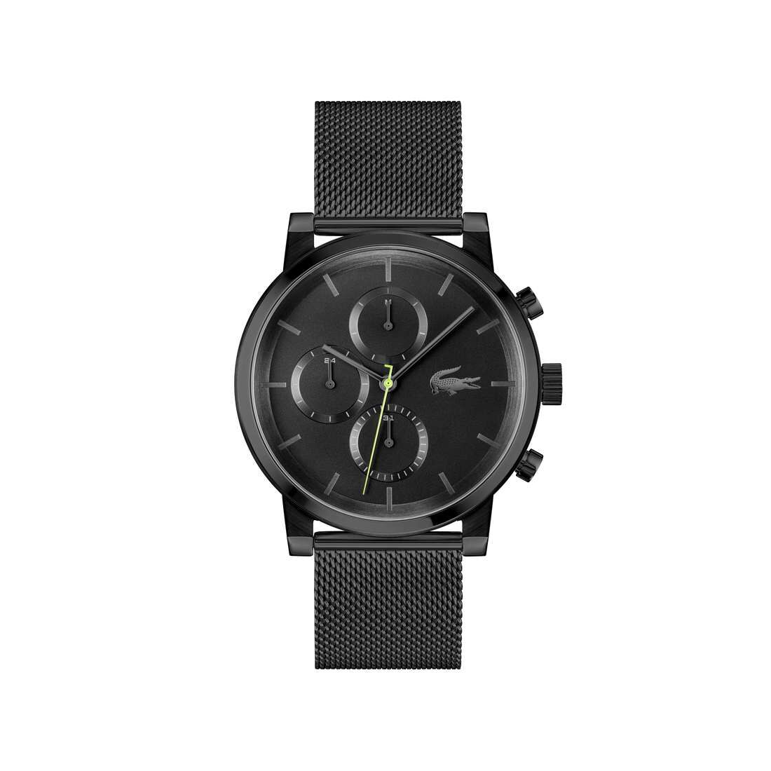 Men Black Mesh Bracelet Multifunction Quartz Watch - 2011411-BLK