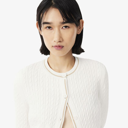 Striped Cable Knit Cardigan