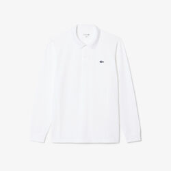 lacoste regular fit long sleeved cotton blend polo shirt