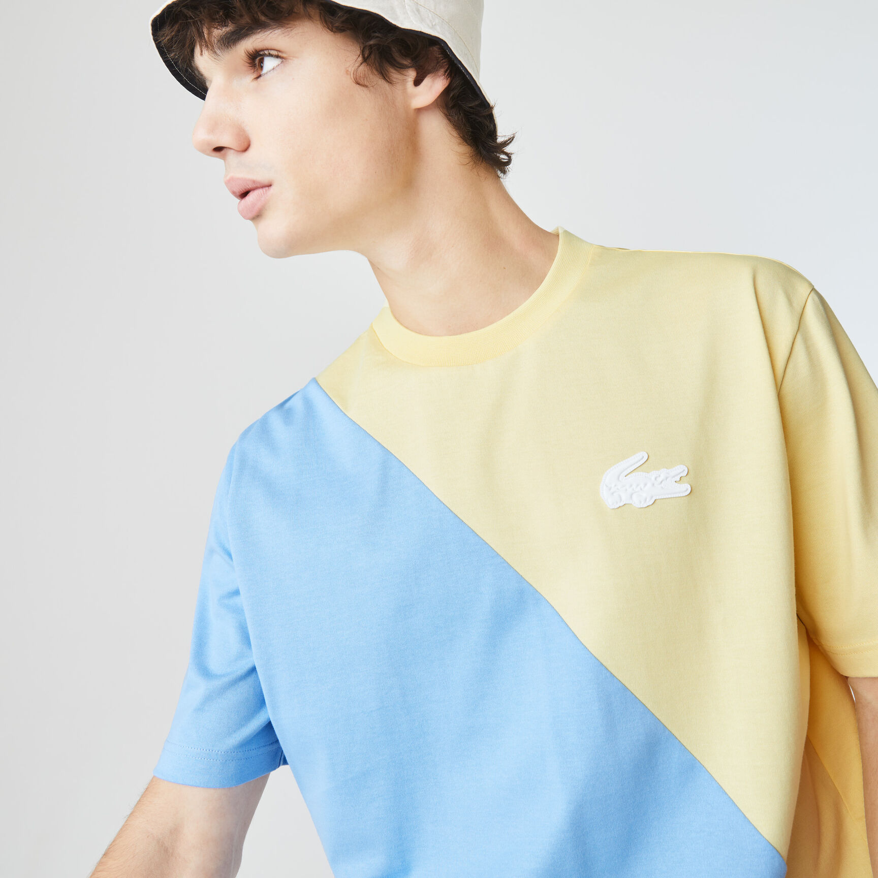 تي شيرت قطن للجنسين ثنائي اللون قصة فضفاضة مجموعة Lacoste LIVE تي شيرت قطن للجنسين ثنائي اللون قصة فضفاضة مجموعة Lacoste LIVE