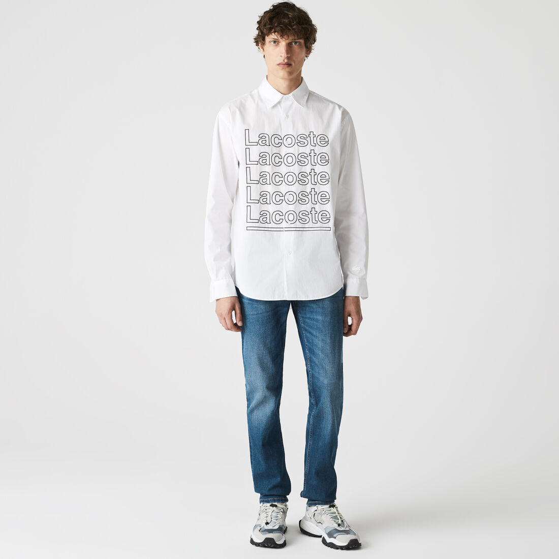 بنطال جينز بقصة ضيقة من الدنيم المرن مع 5 جيوب للرجال