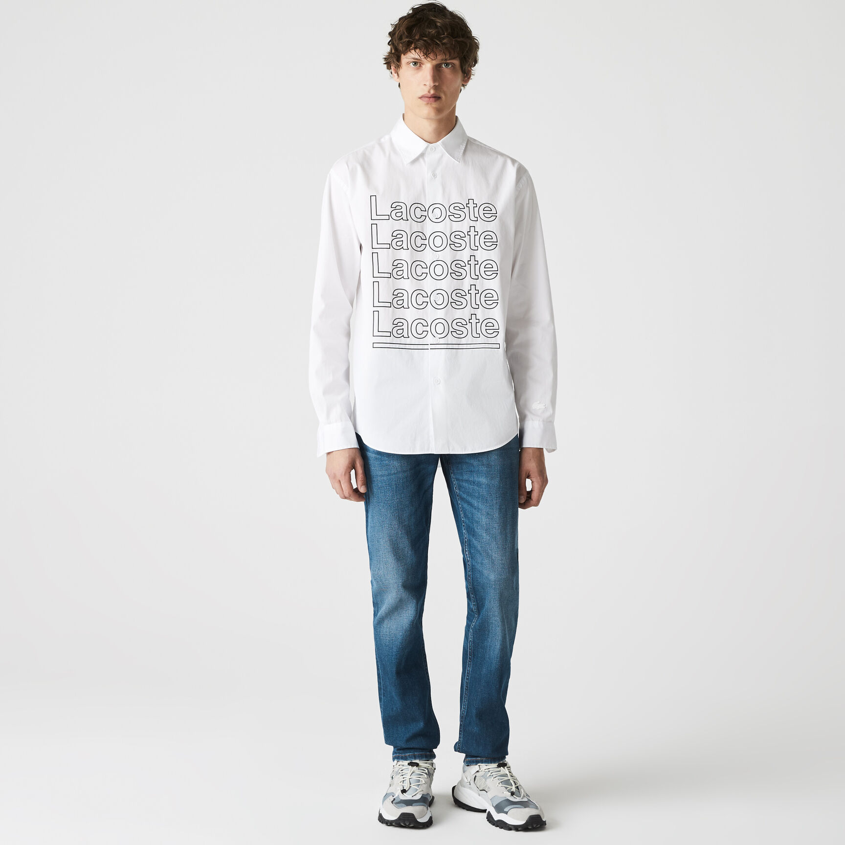 بنطال جينز بقصة ضيقة من الدنيم المرن مع 5 جيوب للرجال