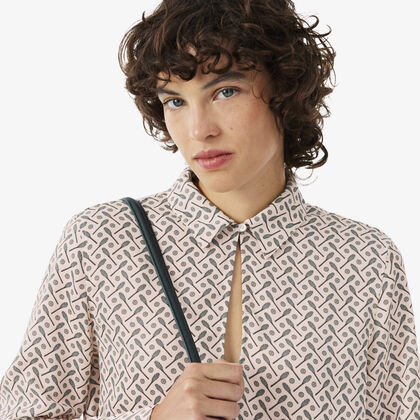 lacoste regular fit printed popover shirt