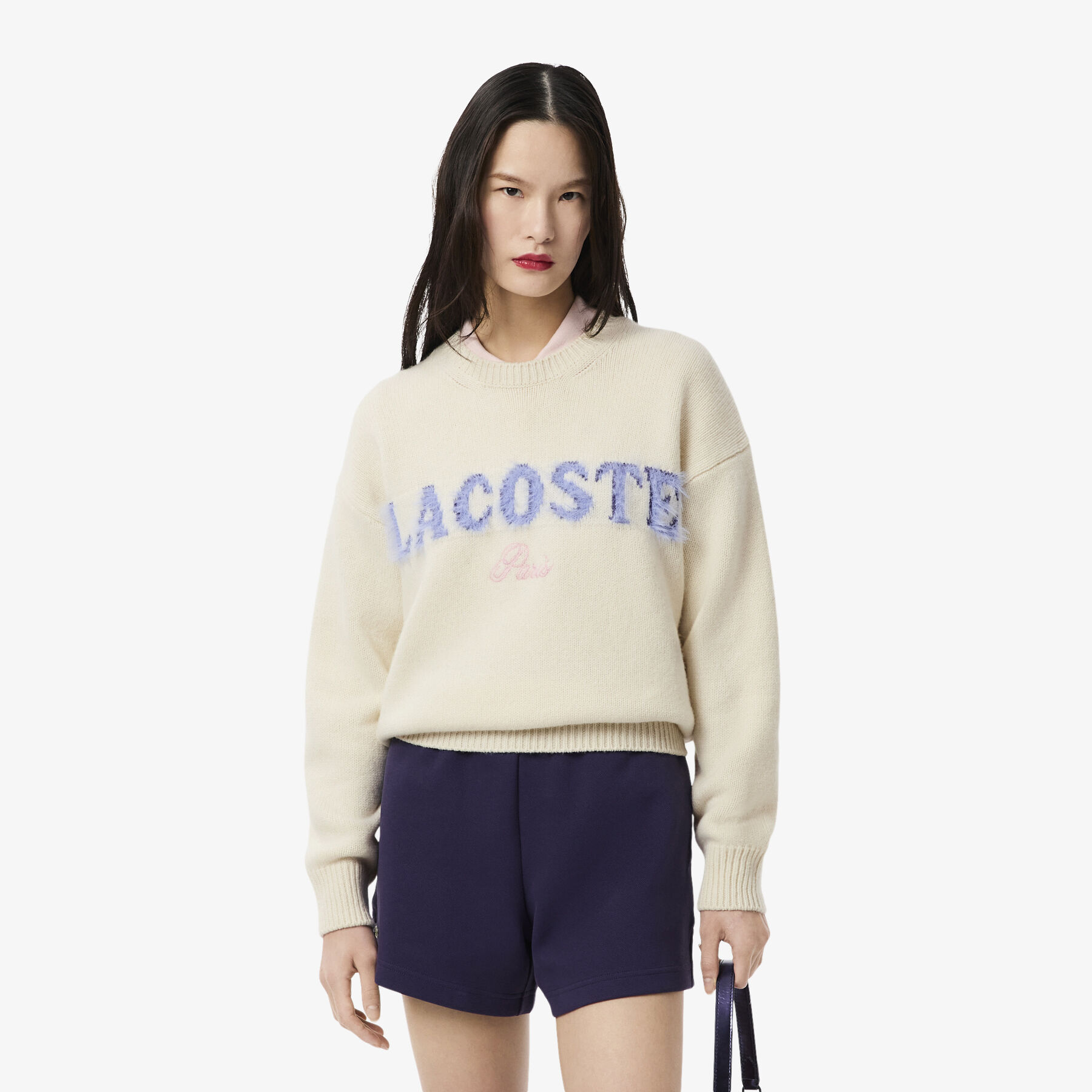 سترة صوفية إنتارسيا ممشطة بشعار الماركة Intarsia Branded Carded Wool Sweater - AF6832-00-XFJ