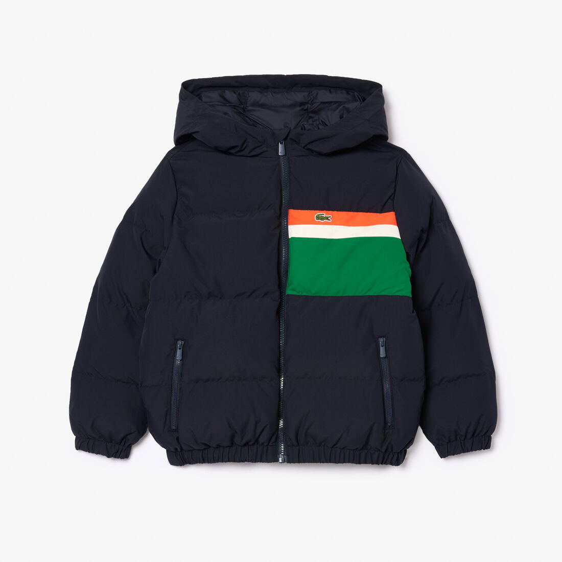 جاكيت تفتا بسحاب وجيب خارجي Contrast Stripe Hooded Puffer Jacket - BJ1247-00-KG2