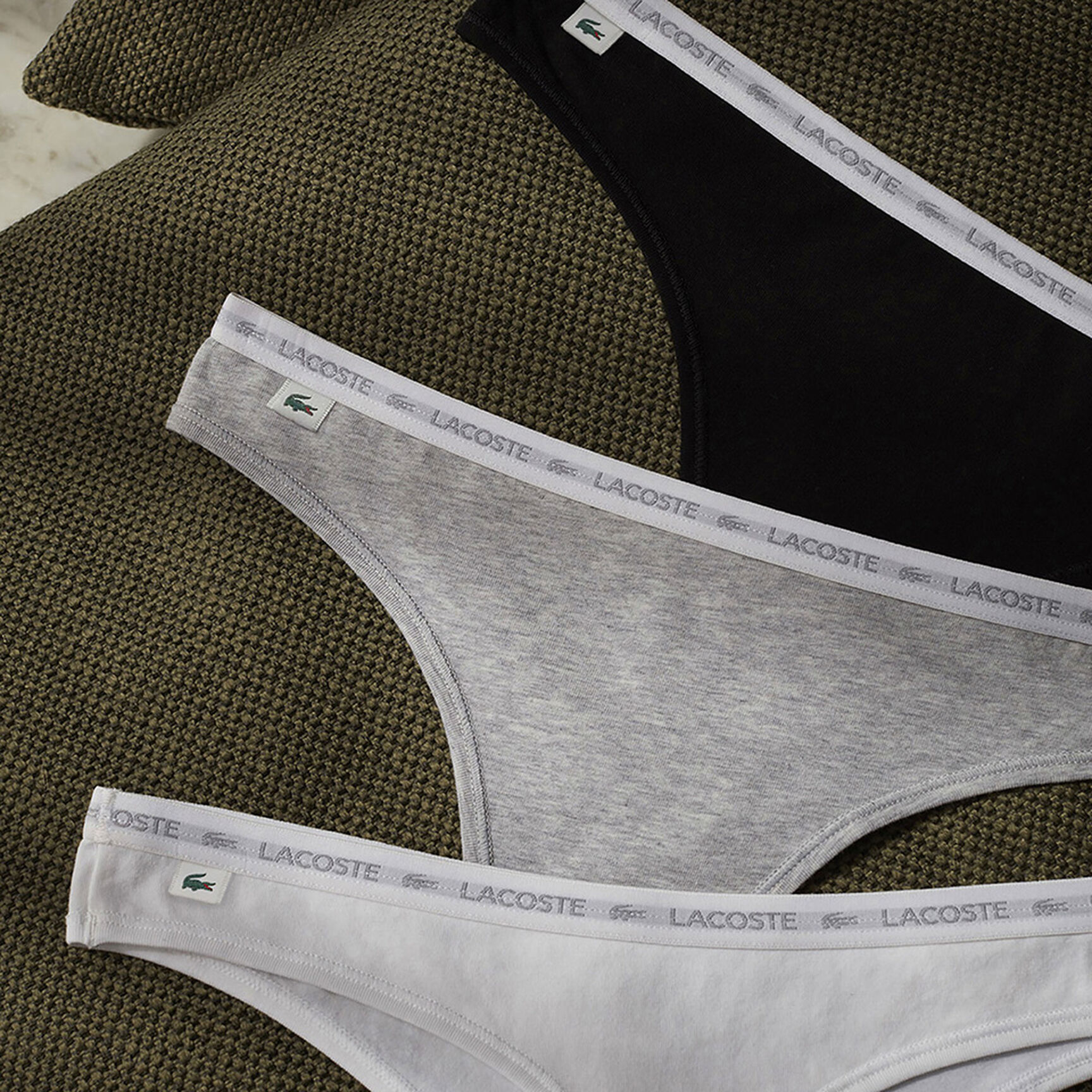 طقم ثونغ قطن مطاطي بتصميم رفيع ، 3 قطع 3-Pack Thongs - 8F1341-00-NUA