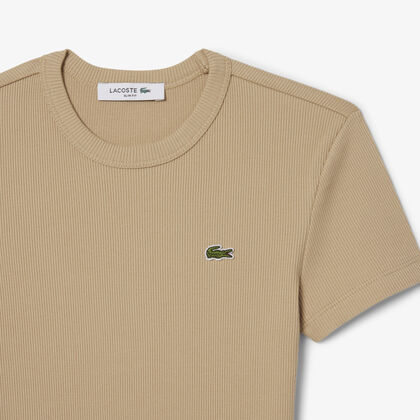 Slim Fit Ribbed Cotton T-shirt