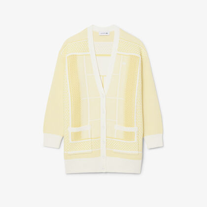 Tennis Court Jacquard Long Cardigan