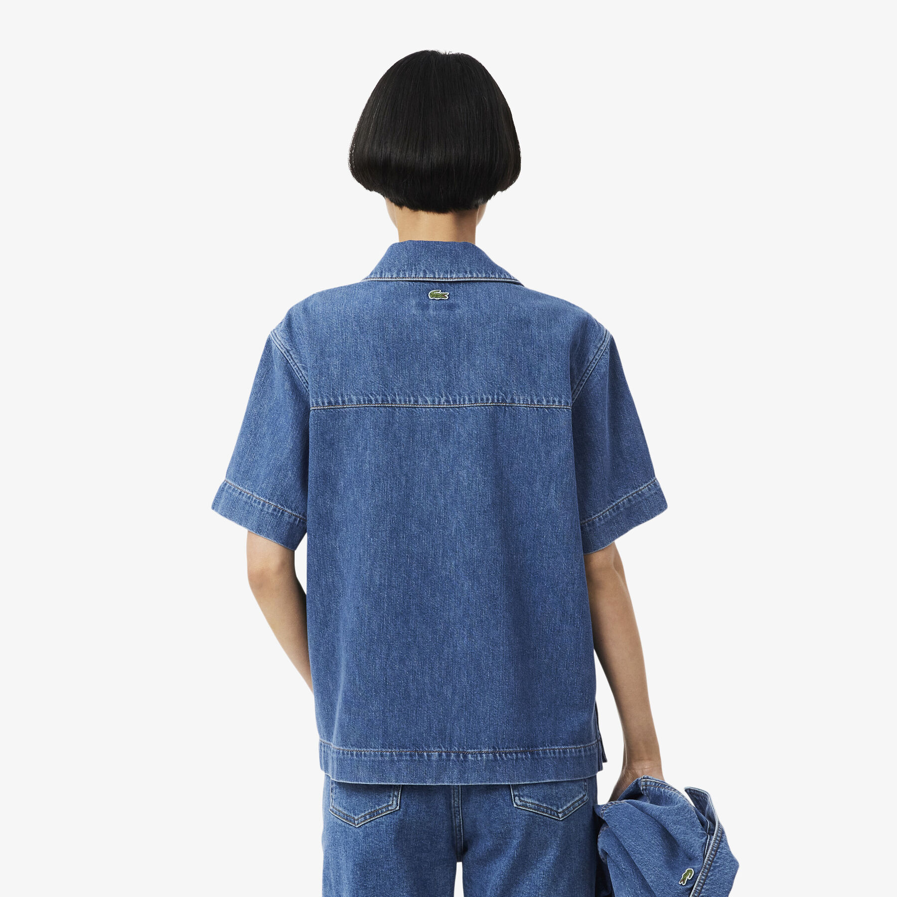 قميص بولو جينز خفيف الوزن وواسع Oversized Lightweight Denim Polo Shirt - CF0051-00-36L