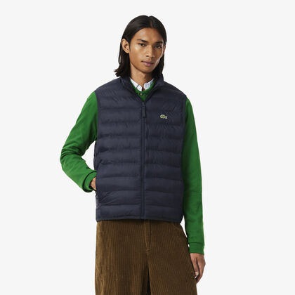 lacoste water repellent puffed windbreaker vest