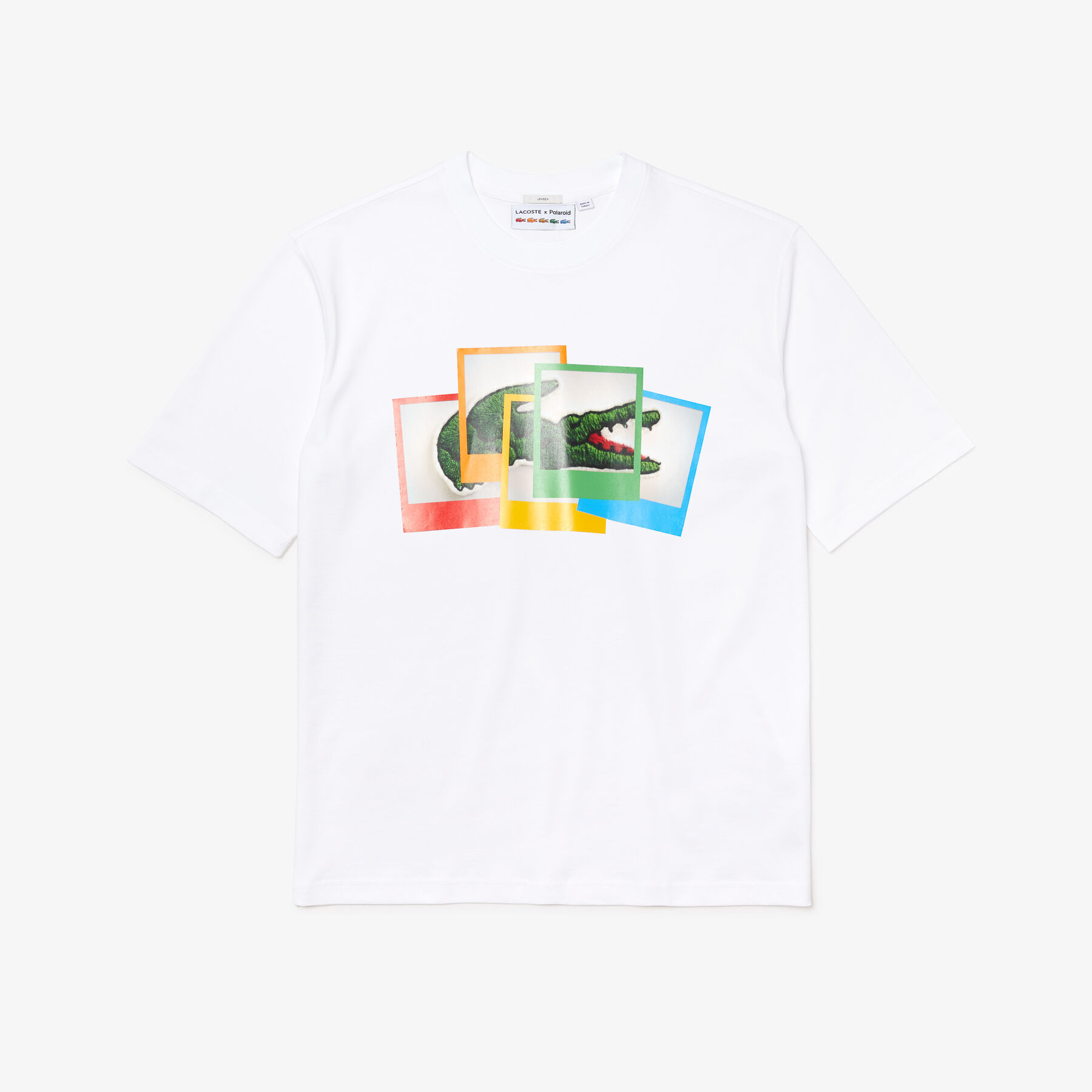 لاكوست تي شيرت قطني للجنسين قصة فضفاضة من مجموعة lacoste live و polaroid